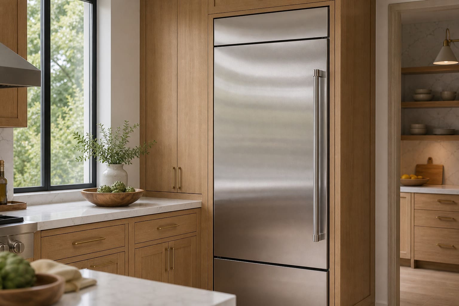 Viking built-in refrigerator column serviced in a Sunnyvale kitchen